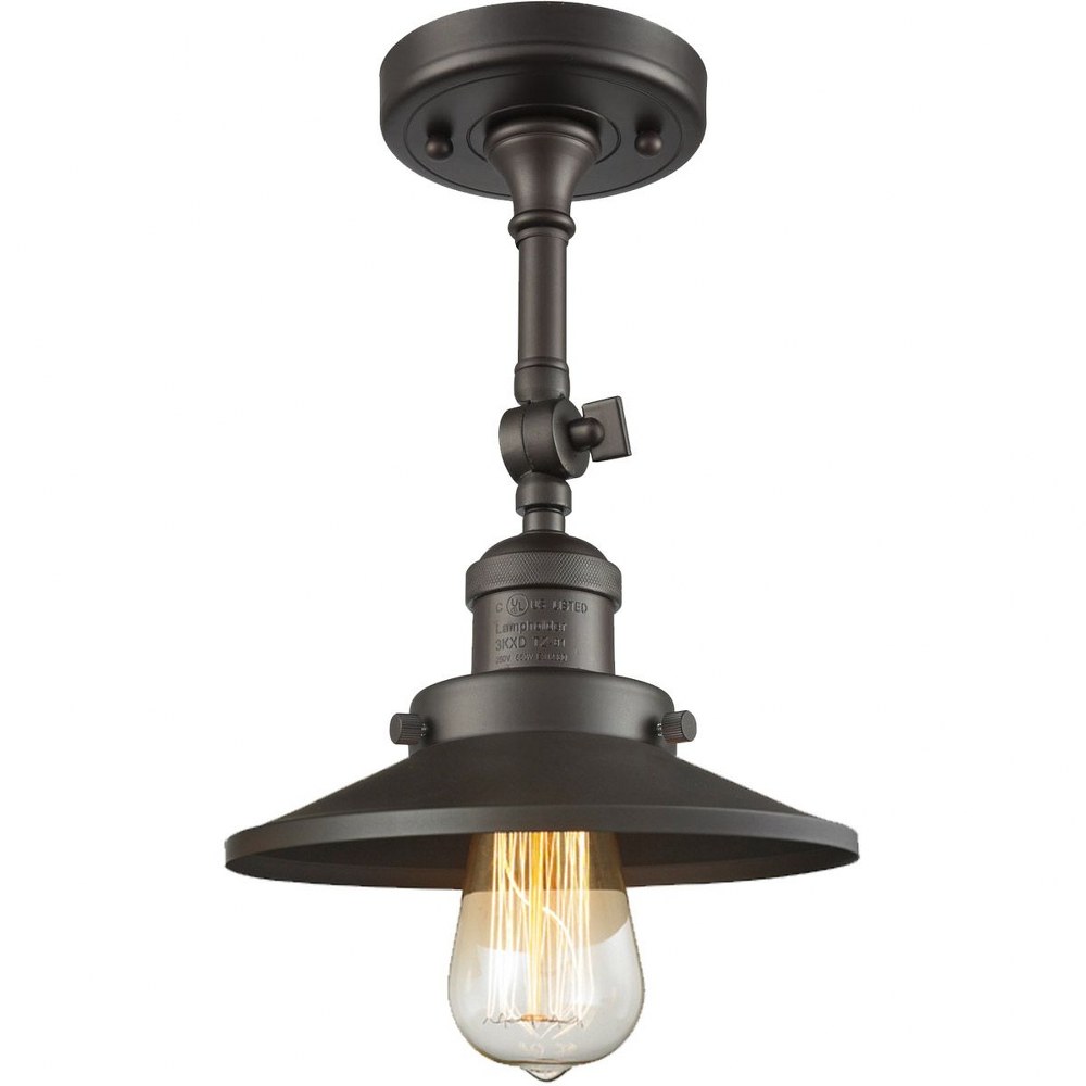 Innovations Lighting-201F-OB-M5-One Light Railroad Semi-Flush Mount-8 Inches Wide by 11 Inches High Oiled Rubbed Bronze Finish