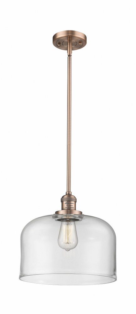 Innovations Lighting-201S-AC-G72-L-X-Large Bell-One Light Pendant-12 Inches Wide by 13 Inches High Antique Copper  Antique Copper Finish with Clear Glass