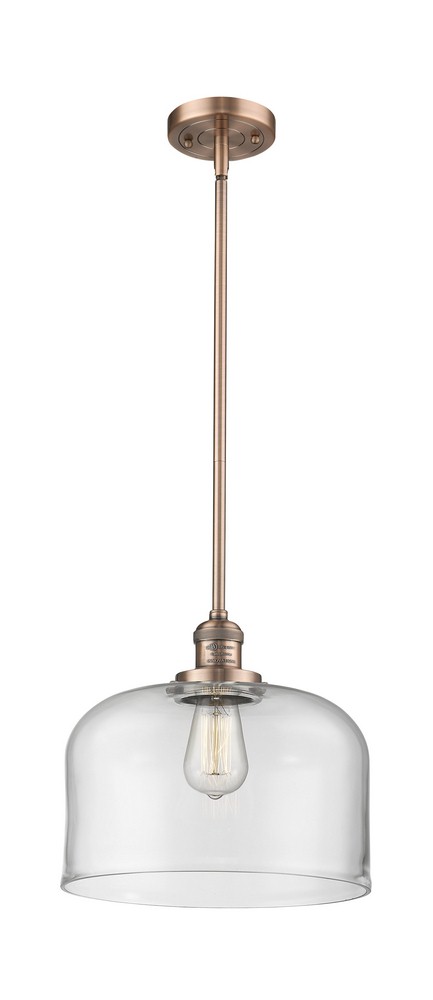 Innovations Lighting-201S-AC-G72-L-X-Large Bell-One Light Pendant-12 Inches Wide by 13 Inches High   Antique Copper Finish with Clear Glass