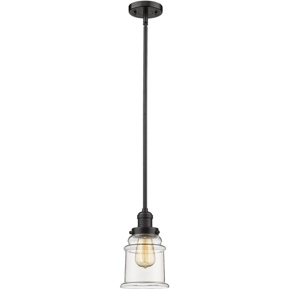 Innovations Lighting-201S-OB-G182-Canton-One Light Stem Mini Pendant-6.5 Inches Wide by 10 Inches High   Oiled Rubbed Bronze Finish with Clear Glass