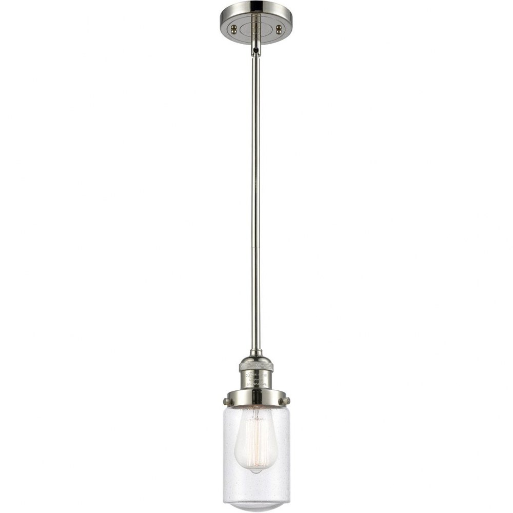 Innovations Lighting-201S-PN-G314-Dover-1 Light Mini Pendant in Traditional Style-4.5 Inches Wide by 10.25 Inches High   Polished Nickel Finish with Seedy Glass