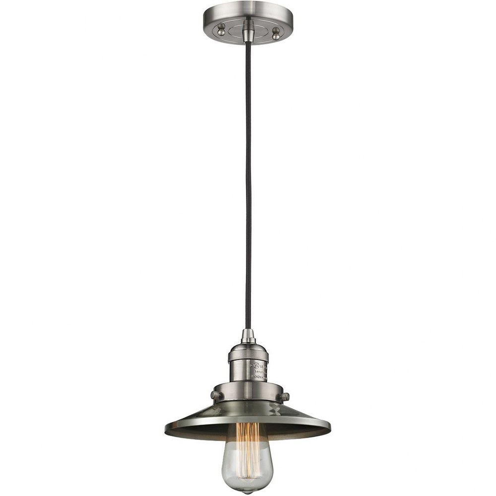 Innovations Lighting-201C-SN-M2-One Light Railroad Cord Pendant-8 Inches Wide by 8 Inches High   Satin Nickel Finish