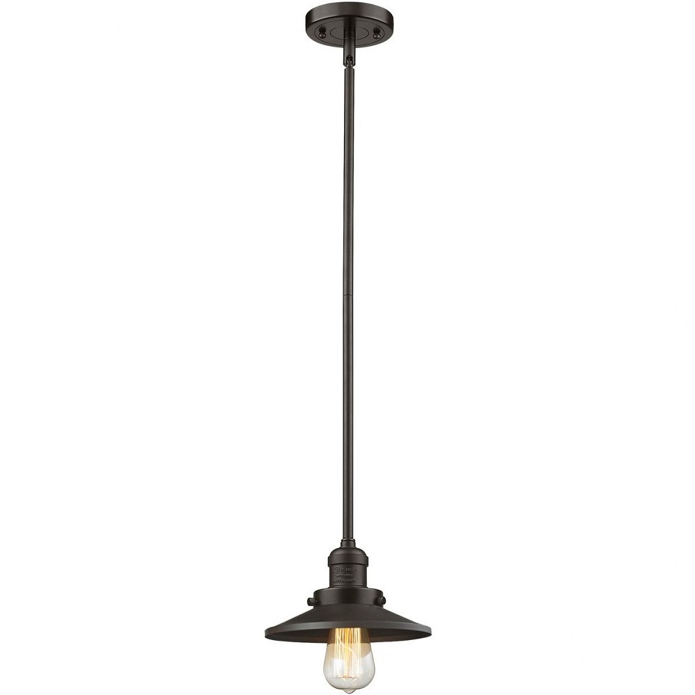 Innovations Lighting-201S-OB-M5-One Light Railroad Stem Pendant-8 Inches Wide by 8 Inches High   Oiled Rubbed Bronze Finish