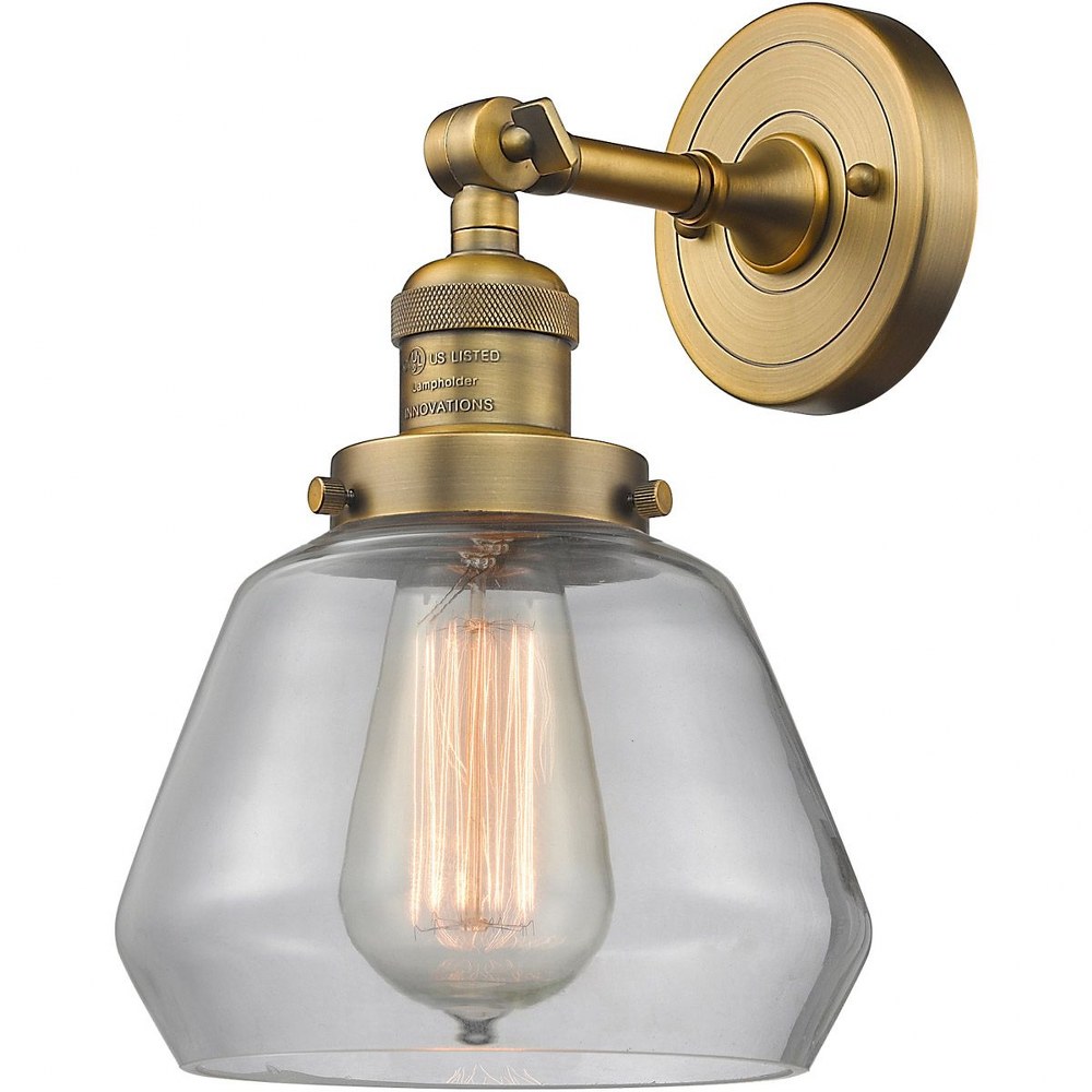Innovations Lighting-203-BB-G172-Fulton-One Light Wall Sconce-7 Inches Wide by 11 Inches High   Brushed Brass Finish with Clear Glass