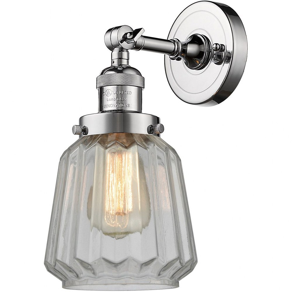 Innovations Lighting-203-PC-G142-Chatham-One Light Wall Sconce-6 Inches Wide by 12 Inches High   Polished Chrome Finish with Clear Fluted Glass