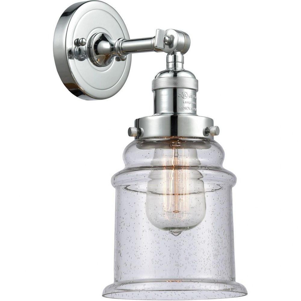 Innovations Lighting-203-PC-G184-Canton-One Light Wall Sconce-6.5 Inches Wide by 11 Inches High   Polished Chrome Finish with Seedy Glass