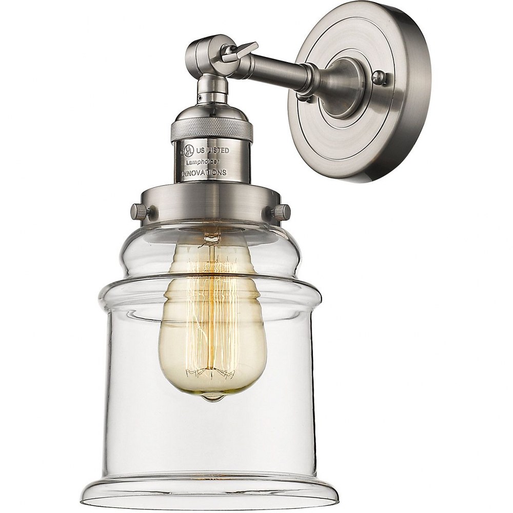 Innovations Lighting-203-SN-G182-Canton-One Light Wall Sconce-6.5 Inches Wide by 11 Inches High   Satin Brushed Nickel Finish with Clear Glass