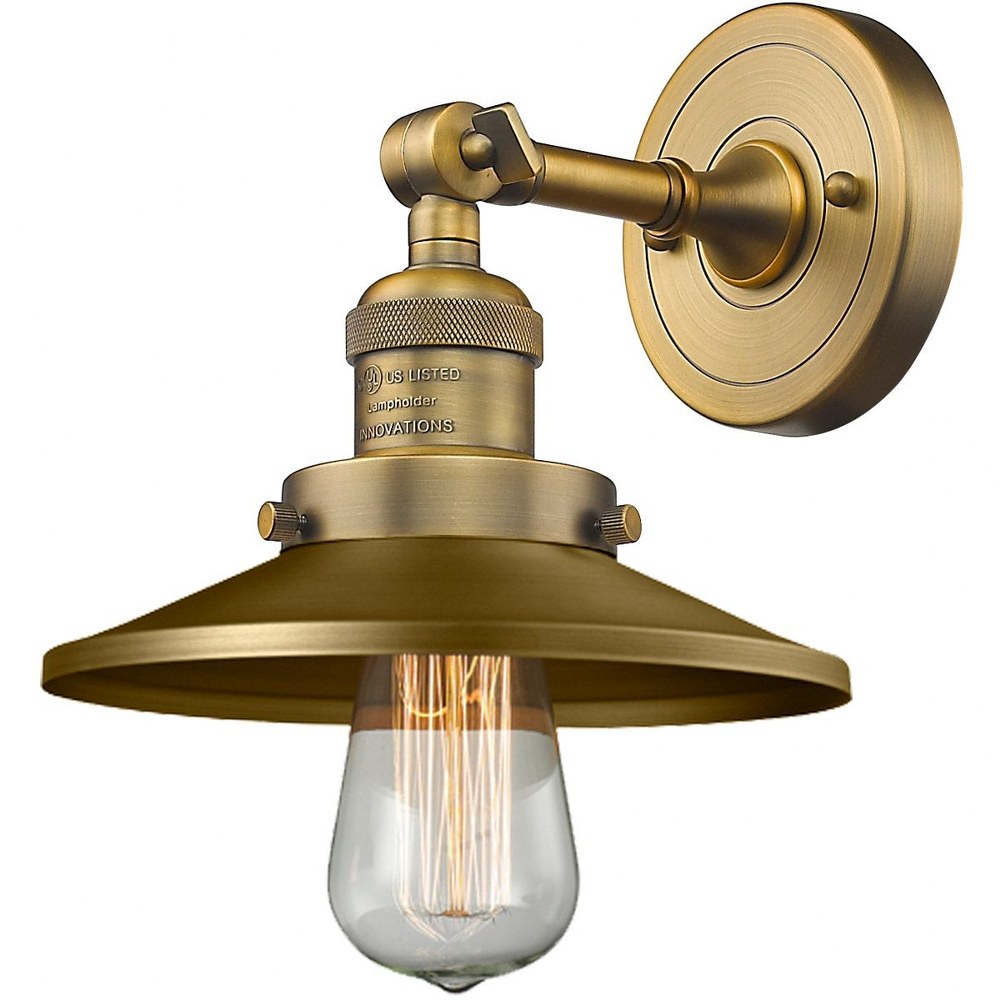 Innovations Lighting-203-BB-M4-One Light Railroad Wall Sconce-8 Inches Wide by 8 Inches High   Brushed Brass Finish