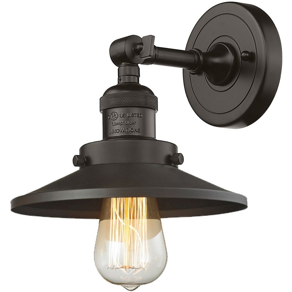 Innovations Lighting-203-OB-M5-One Light Railroad Wall Sconce-8 Inches Wide by 8 Inches High   Oiled Rubbed Bronze Finish