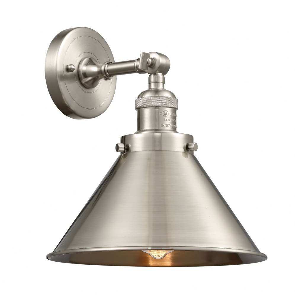 Innovations Lighting-203-SN-M10-SN-Franklin Restoration - 1 Light Briarcliff Wall Sconce In TraditionalStyle-8 Inches Tall and 10 Inches Wide Brushed Satin Nickel  Satin Brushed Nickel Finish with Lar