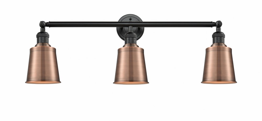 Innovations Lighting-205-OB-M9-AC-LED-Addison-9W 3 LED Bath Vanity-32 Inches Wide by 10 Inches High   Oiled Rubbed Bronze Finish with Antique Copper Addison Shade