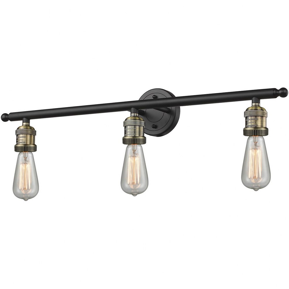 Innovations Lighting-205NH-BAB-LED-Bare Bulb-3 Light Bath Vanity in Traditional Style-30 Inches Wide by 5 Inches High   Black Antique Brass Finish