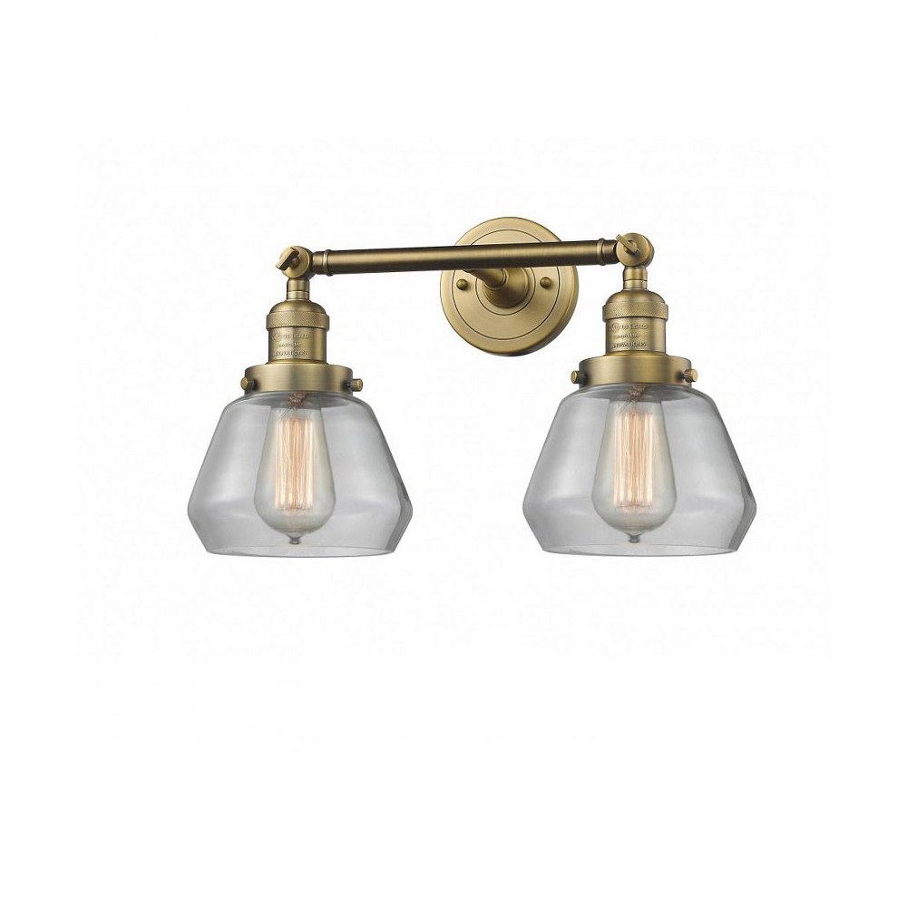 Innovations Lighting-208-BB-G172-Fulton-Two Light Adjustable Wall Sconce-16.5 Inches Wide by 10 Inches High   Brushed Brass Finish with Clear Glass