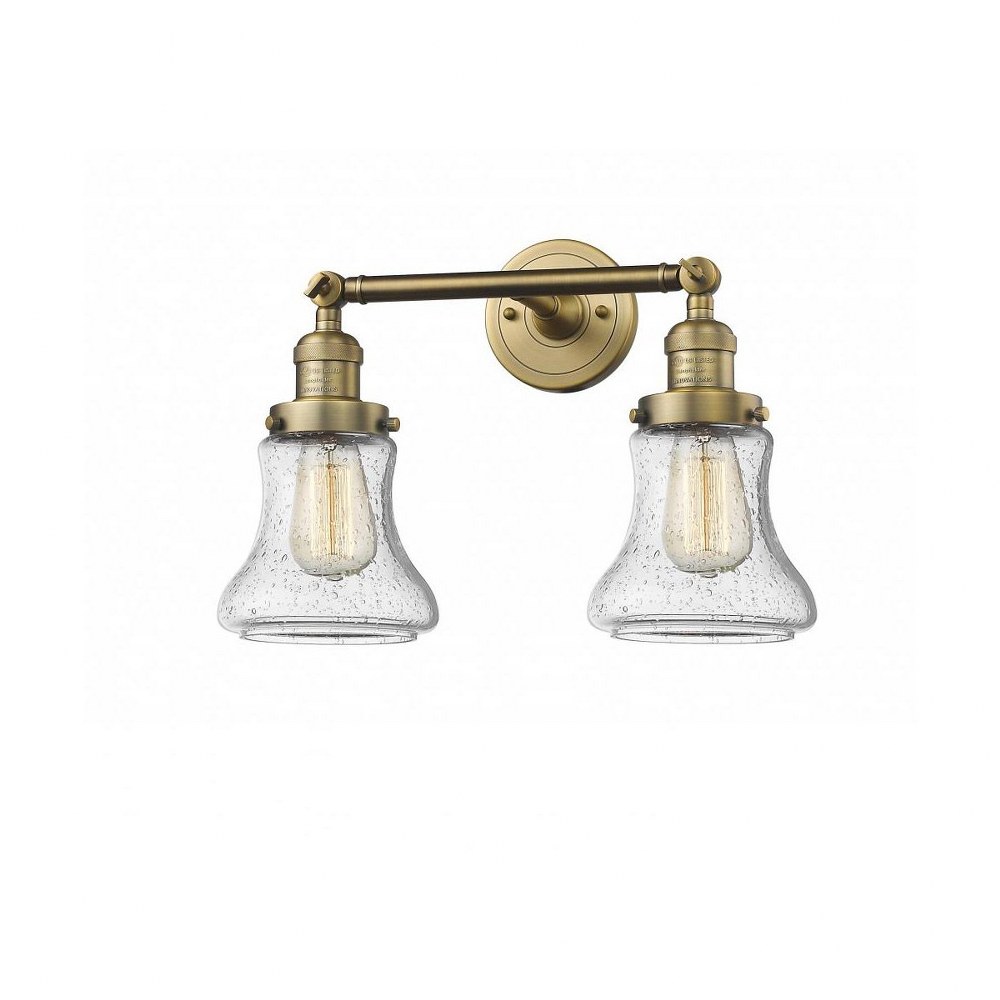 Innovations Lighting-208-BB-G194-Bellmont-Two Light Adjustable Wall Sconce-16.5 Inches Wide by 11 Inches High   Brushed Brass Finish with Seedy Glass