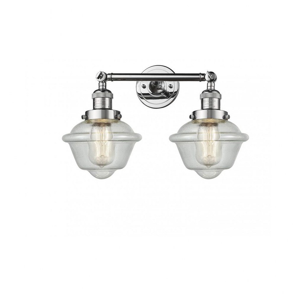 Innovations Lighting-208-PC-G534-Small Oxford-2 Light Bath Vanity in Traditional Style-17 Inches Wide by 10 Inches High   Polished Chrome Finish with Seedy Glass