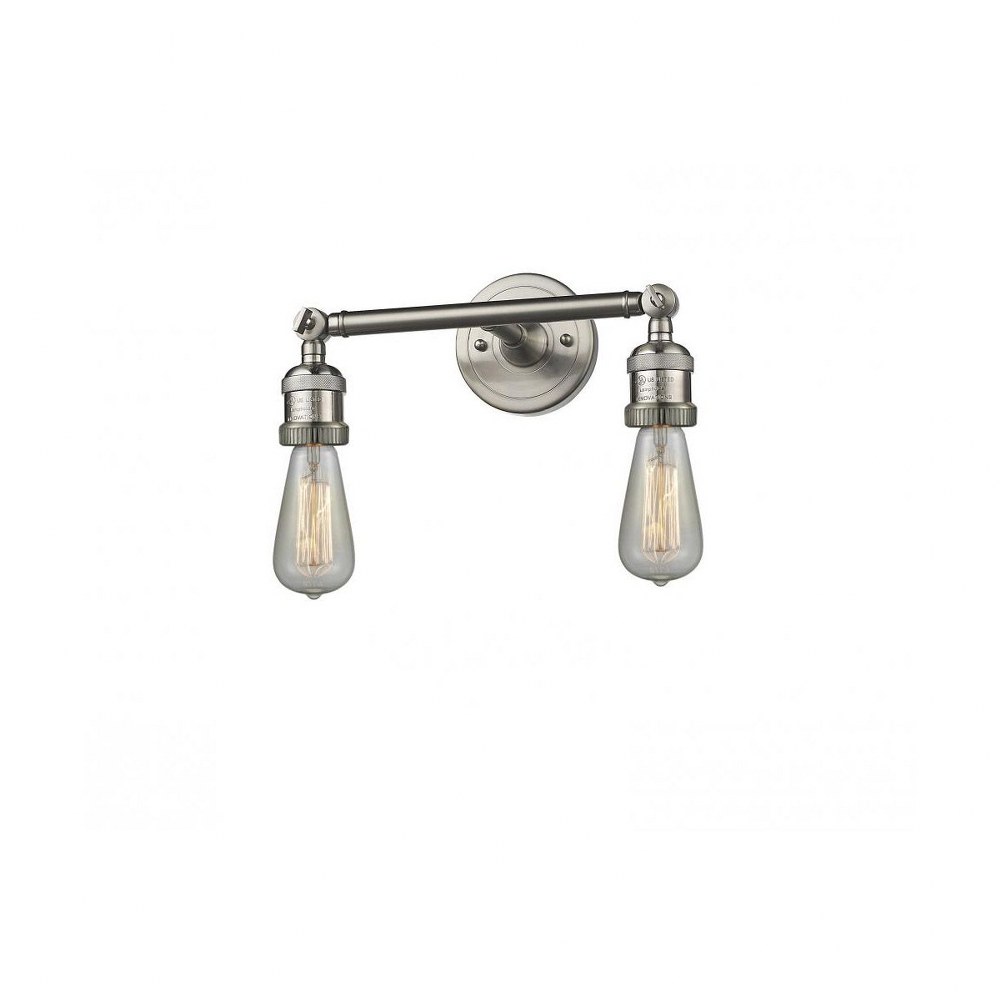 Innovations Lighting-208-SN-Two Light Bare Wall Sconce-11 Inches Wide by 5 Inches High   Satin Nickel Finish