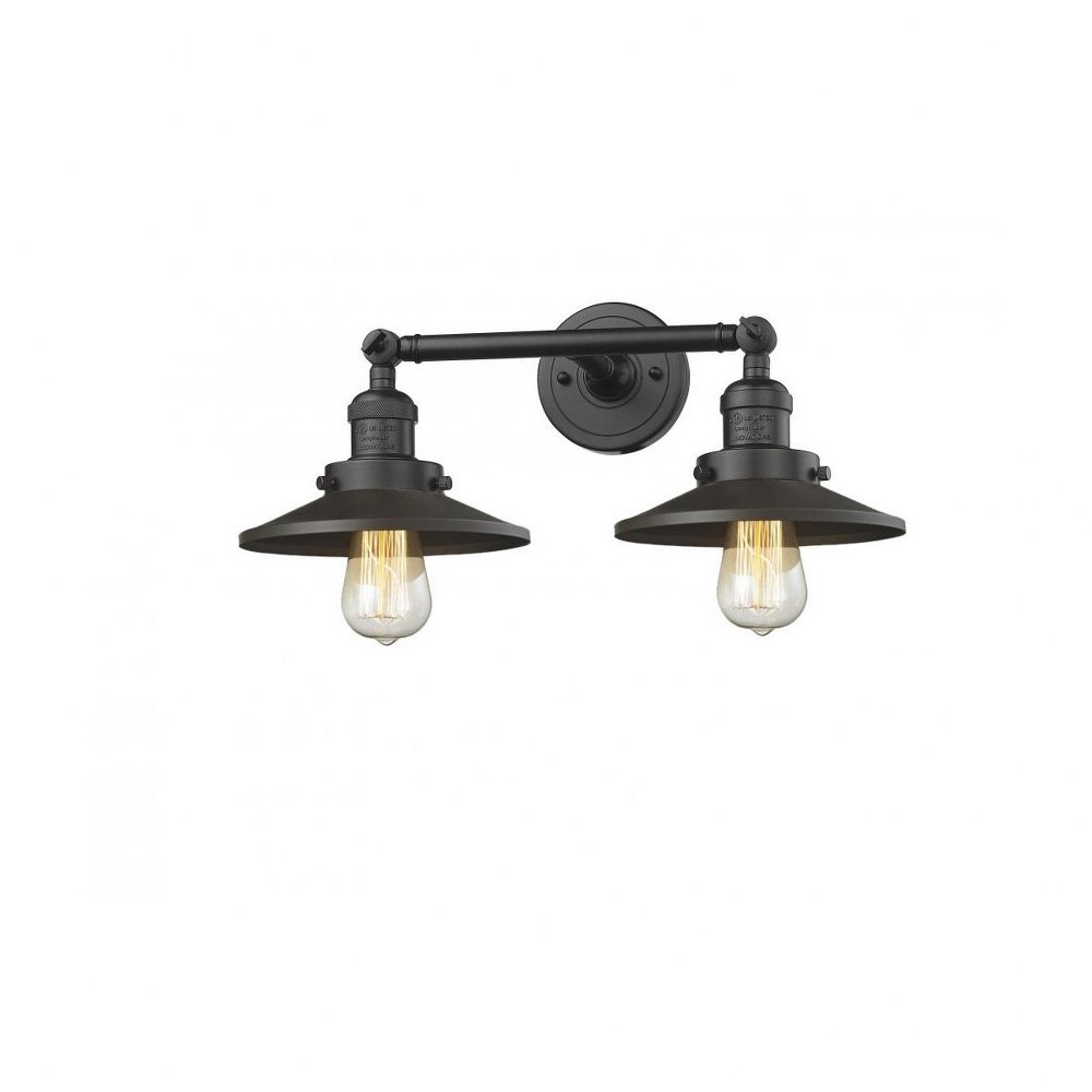 Innovations Lighting-208-OB-M5-Two Light Railroad Wall Sconce-18 Inches Wide by 8 Inches High   Oiled Rubbed Bronze Finish