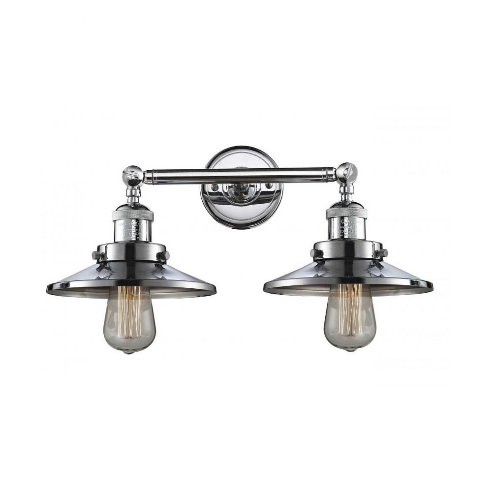 Innovations Lighting-208-PC-M7-Railroad - Two Light Wall Sconce   Polished Chrome Finish