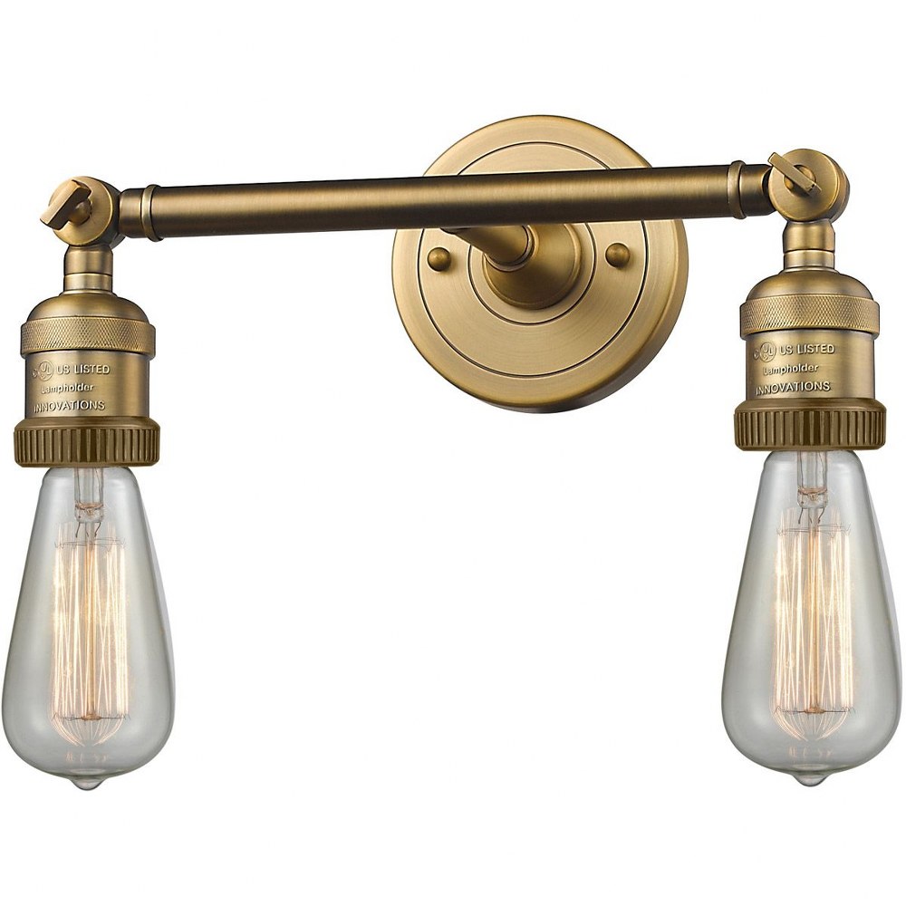 Innovations Lighting-208NH-BB-LED-Bare Bulb-2 Light Bath Vanity in Traditional Style-11 Inches Wide by 5 Inches High Brushed Brass  Antique Copper Finish