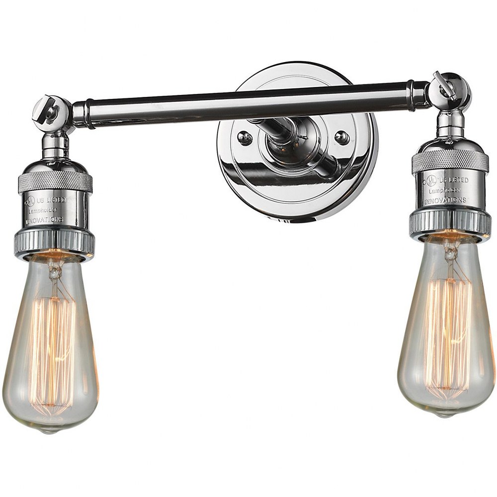 Innovations Lighting-208NH-PC-LED-Bare Bulb-2 Light Bath Vanity in Traditional Style-11 Inches Wide by 5 Inches High Polished Chrome  Antique Copper Finish