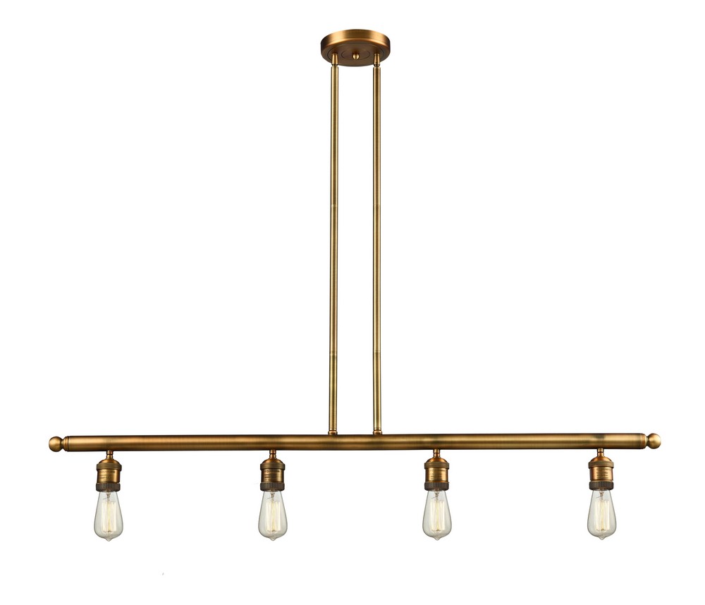 Innovations Lighting-214NH-BB-Four Light Bare Island-48 Inches Wide by 5 Inches High   Brushed Brass Finish
