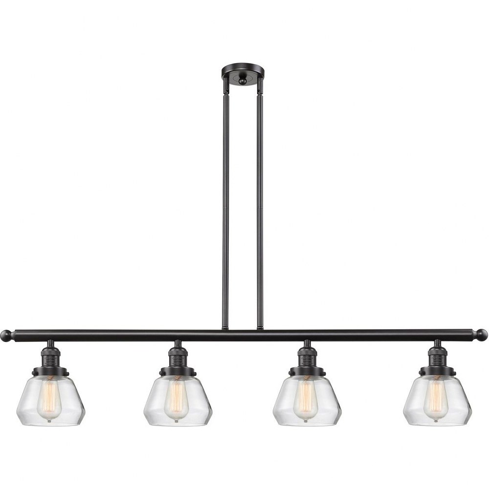 Innovations Lighting-214-OB-G172-Fulton-Four Light Adjustable Stem Island-48 Inches Wide by 10 Inches High   Oiled Rubbed Bronze Finish with Clear Glass