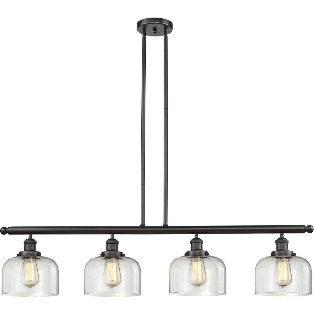 Innovations Lighting-214-OB-G72-Large Bell-4 Light Island-48 Inches Wide by 8 Inches High Oil Rubbed Bronze Clear Black Antique Brass Finish with Clear Glass