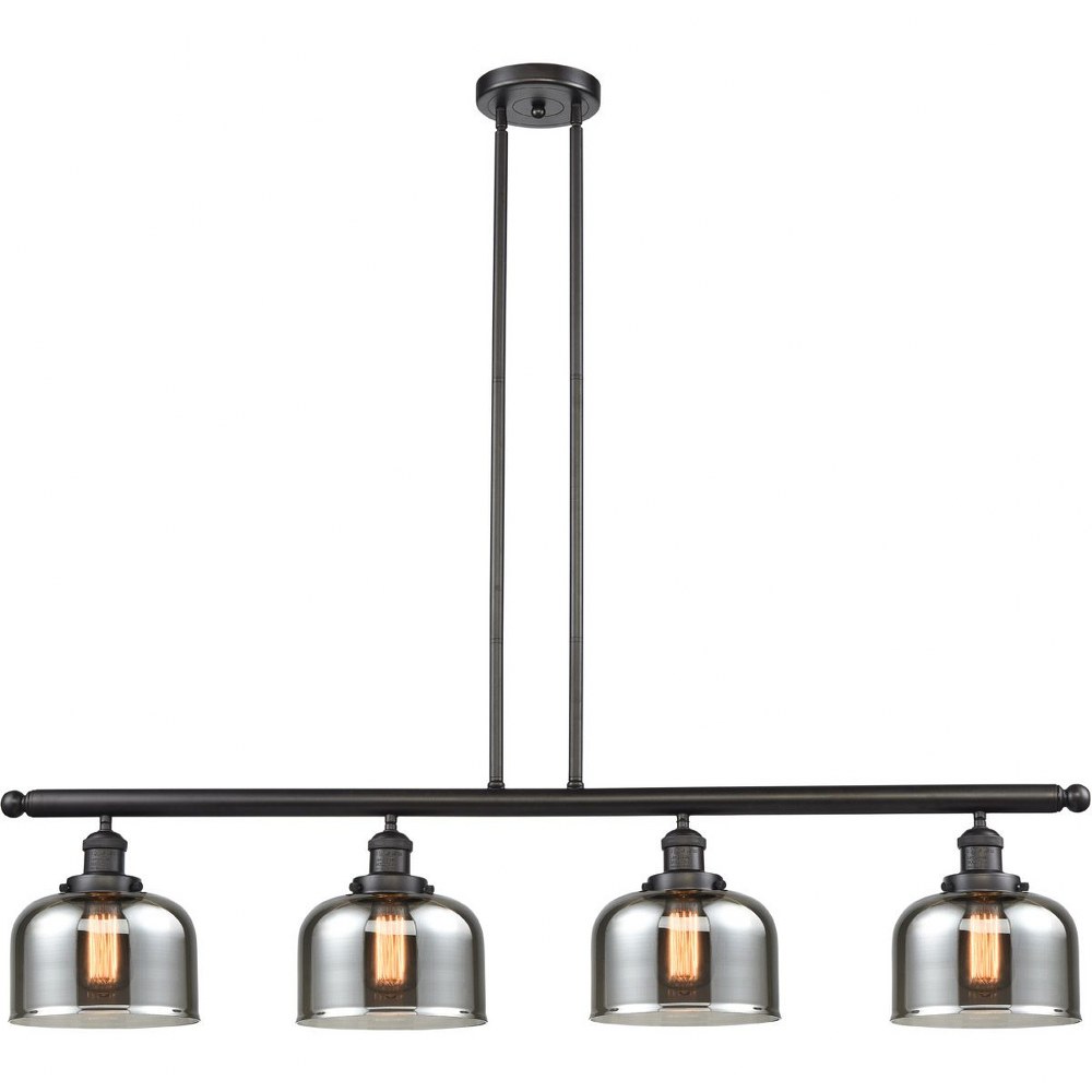 Innovations Lighting-214-OB-G73-Large Bell-4 Light Island-48 Inches Wide by 8 Inches High Oiled Rubbed Bronze Smoke Black Antique Brass Finish with Clear Glass