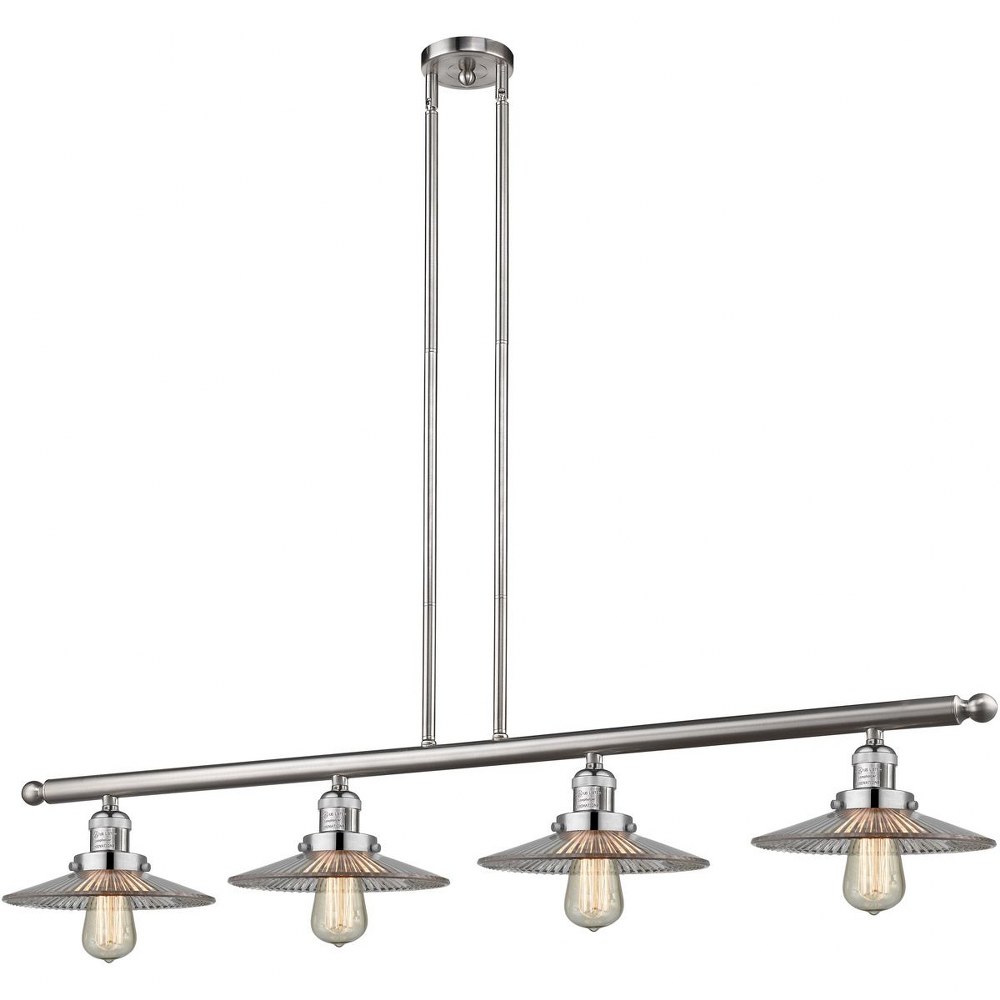 Innovations Lighting-214-SN-G2-Four Light Island   Satin Nickel Finish with Halophane Glass