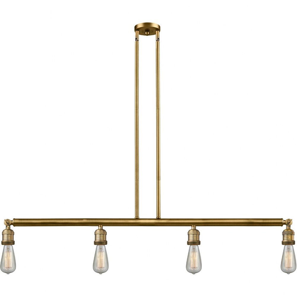 Innovations Lighting-214NH-BB-Four Light Bare Island-48 Inches Wide by 5 Inches High   Brushed Brass Finish