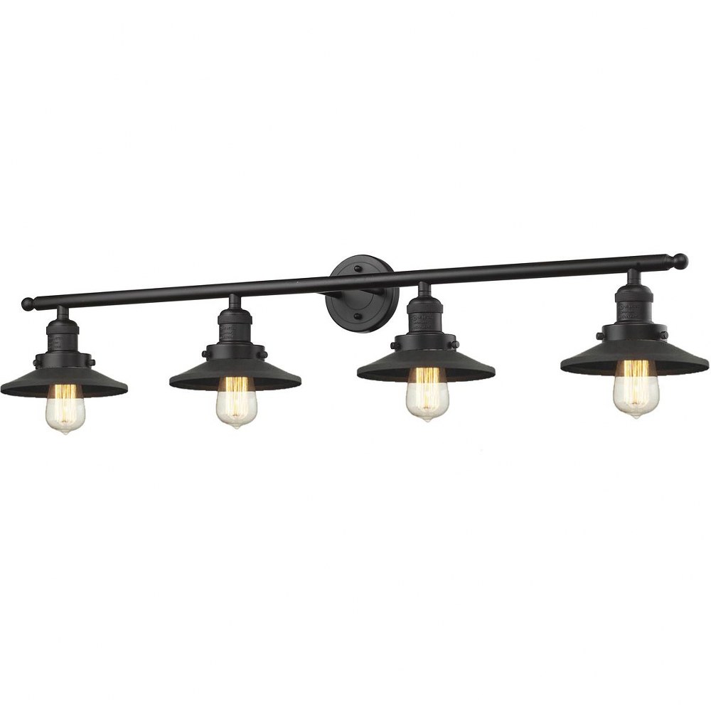 Innovations Lighting-215-OB-M5-Railroad-Four Light Bath Vanity-42 Inches Wide by 10 Inches High   Oiled Rubbed Bronze Finish with Metal Shade