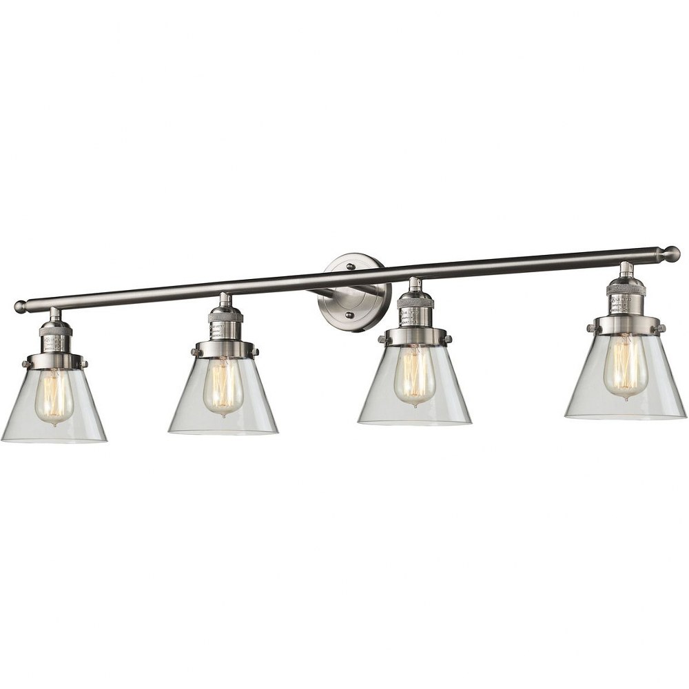 Innovations Lighting-215-SN-G62-Small Bell-Four Light Bath Vanity-42 Inches Wide by 10 Inches High   Satin Brushed Nickel Finish with Clear Glass