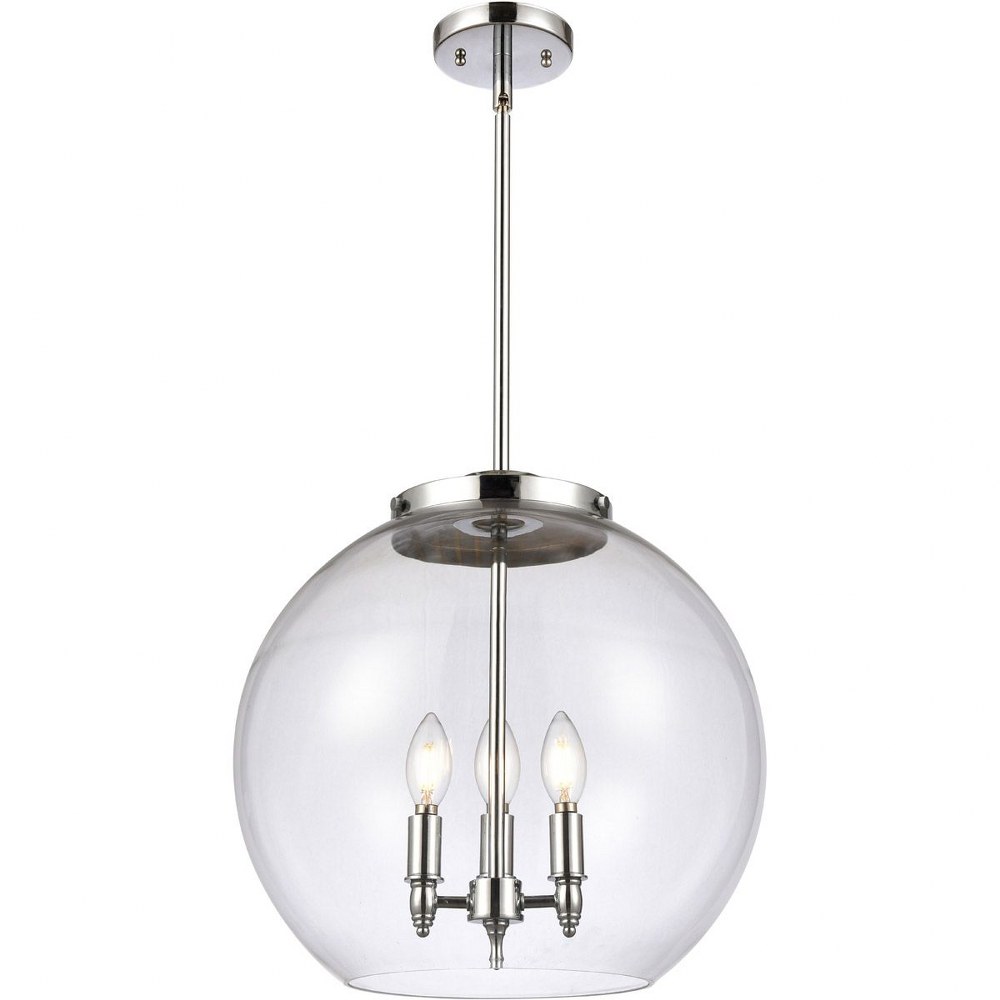 Innovations Lighting-221-3S-PC-G122-16-Athens - 3 Light Pendant In Industrial Style-16.38 Inches Tall and 15.75 Inches Wide Incandescent Clear Glass Polished Chrome Finish