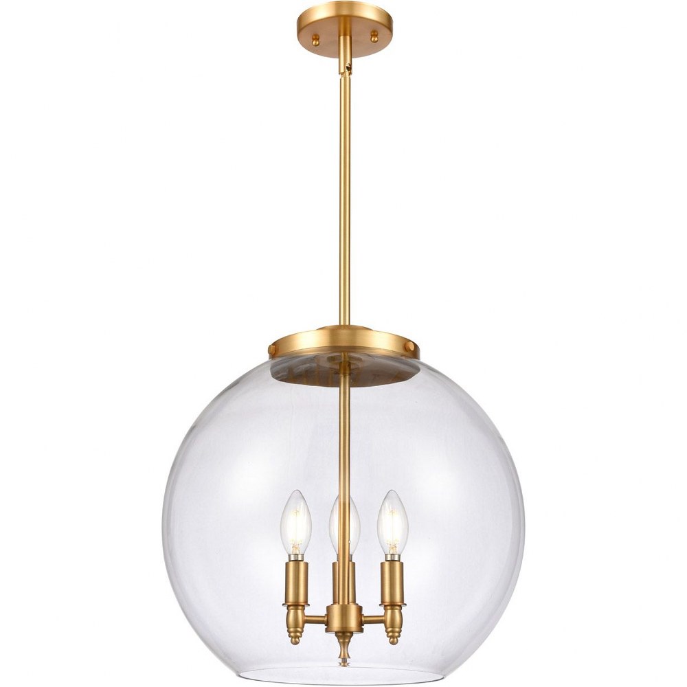 Innovations Lighting-221-3S-SG-G122-16-Athens - 3 Light Pendant In Industrial Style-16.38 Inches Tall and 15.75 Inches Wide Incandescent Clear Glass Satin Gold Finish