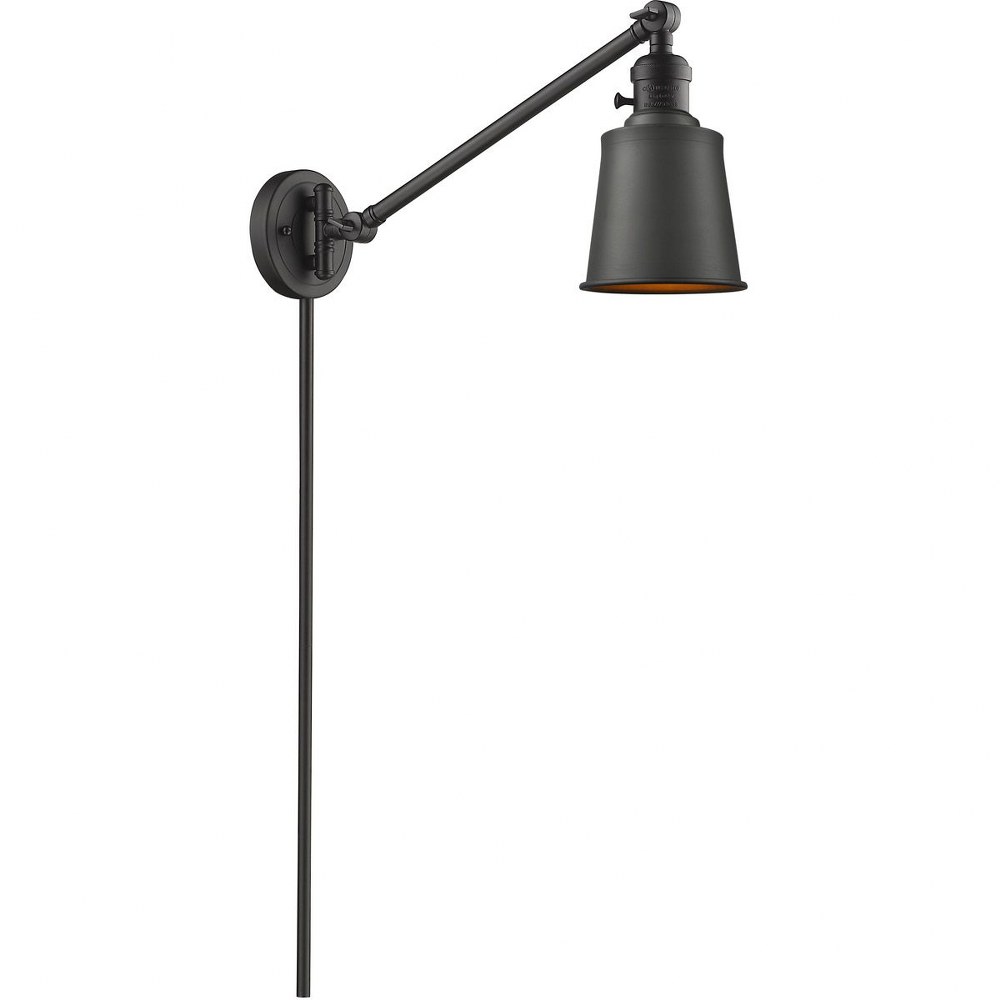 Innovations Lighting-237-OB-M9-OB-Addison-One Light Adjustable Swing Arm Portable Wall Sconce-8 Inches Wide by 25 Inches High   Oiled Rubbed Bronze Finish with Metal Shade