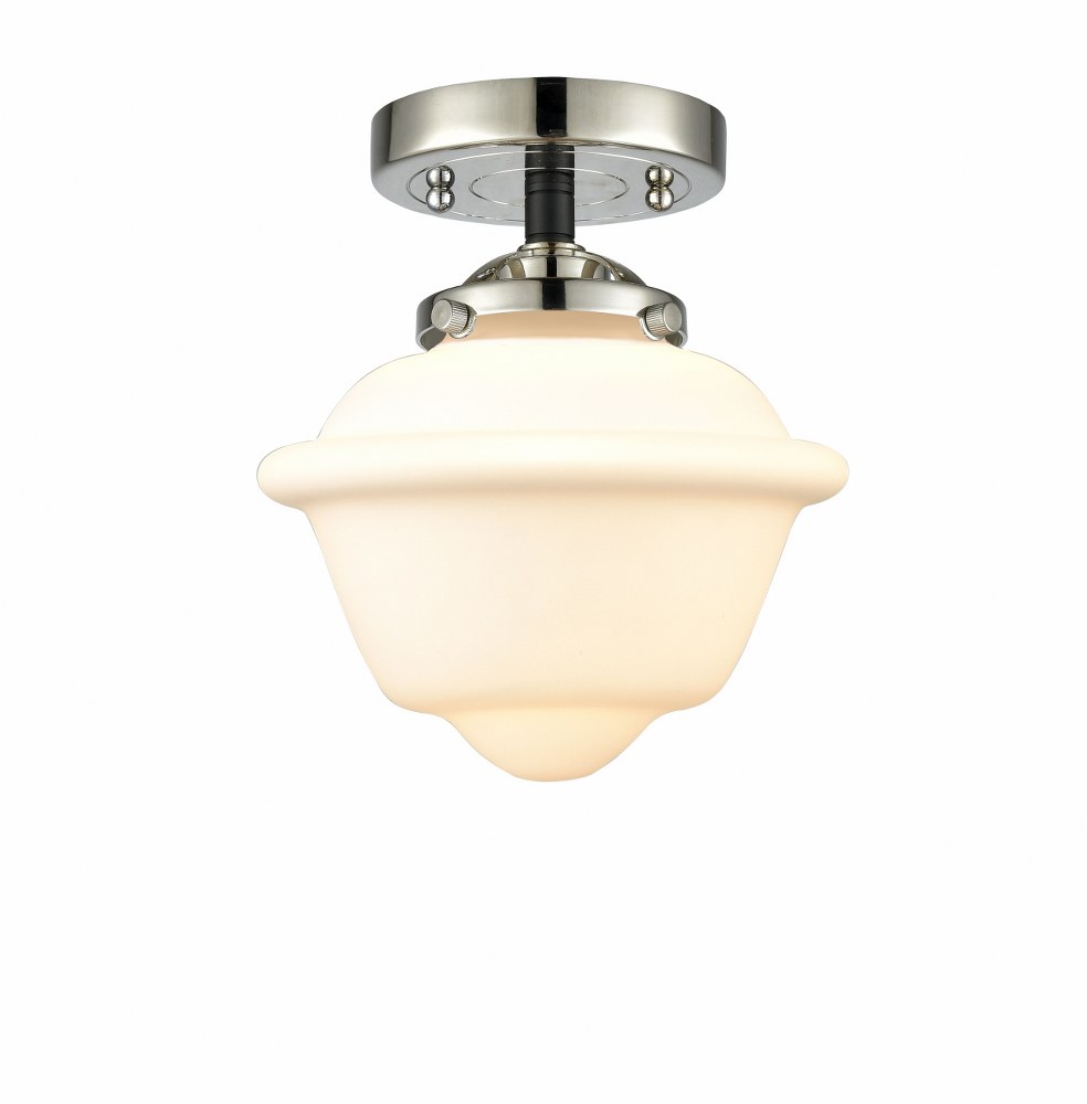 Innovations Lighting-284-1C-BPN-G531-LED-Small Oxford-3.5W 1 LED Semi-Flush Mount in Industrial Style-7.5 Inches Wide by 8.13 Inches High   Black Polished Nickel Finish with Matte White Glass