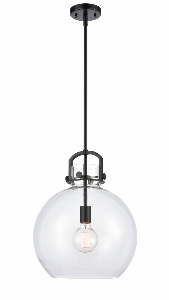 Innovations Lighting-410-1S-BK-14CL-LED-Newton-One Light Mini Pendant-14 Inches Wide by 17 Inches High   Matte Black Finish