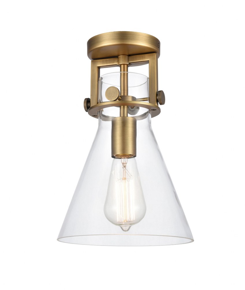 Innovations Lighting-411-1F-BB-8CL-LED-Newton-One Light Flush Mount-8 Inches Wide by 12.5 Inches High Brushed Brass  Brushed Brass Finish