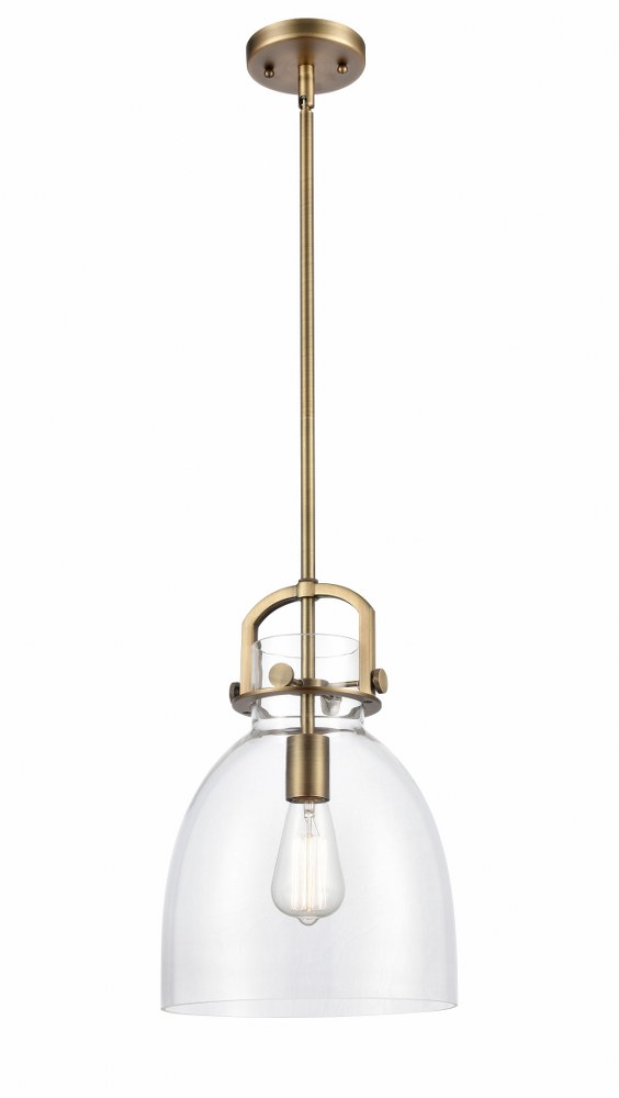 Innovations Lighting-412-1S-BB-10CL-LED-Newton-One Light Mini Pendant-14 Inches Wide by 17 Inches High   Brushed Brass Finish