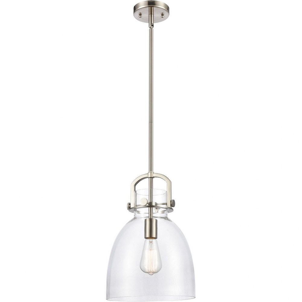 Innovations Lighting-412-1S-SN-10CL-Newton-One Light Mini Pendant-14 Inches Wide by 17 Inches High   Brushed Satin Nickel Finish