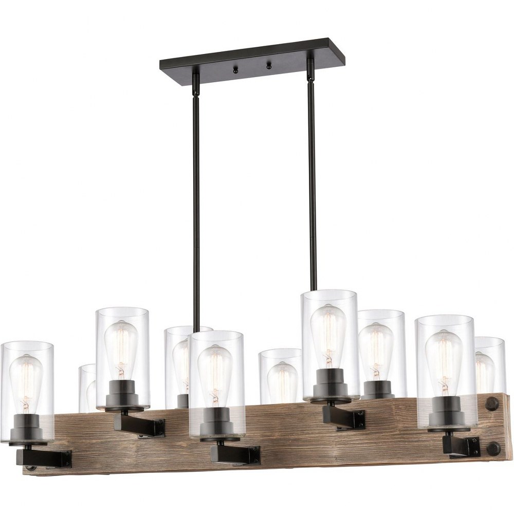 Innovations Lighting-424-10CH-BK-CL-Diego-10 Light Island in Farmhouse Style-37.38 Inches Wide by 16.38 Inches High   Matte Black Finish with Clear Glass