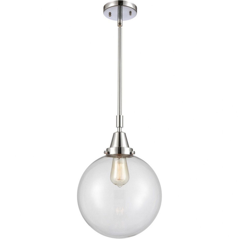 Innovations Lighting-447-1S-PC-G202-10-Beacon-1 Light Mini Pendant in Industrial Style-10 Inches Wide by 14.13 Inches High   Polished Chrome Finish with Clear Glass
