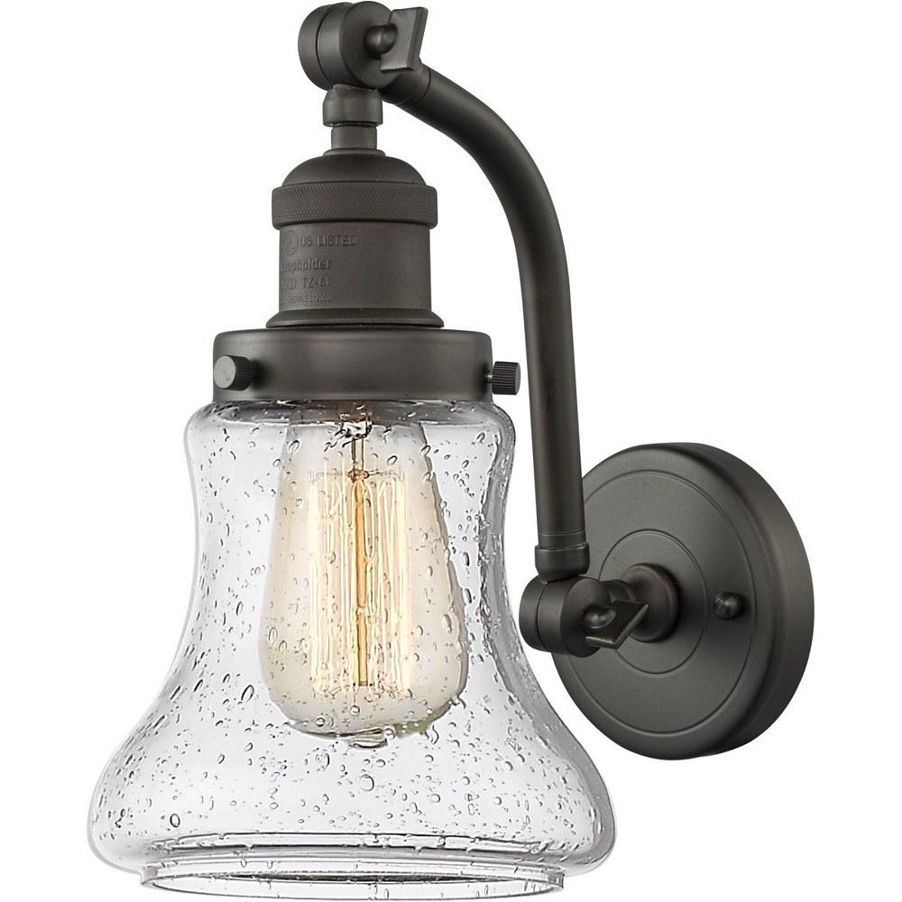 Innovations Lighting-515-1W-OB-G194-One Light Double Swivel Wall Sconce-8 Inches Wide by 10 Inches High   Oiled Rubbed Bronze Finish with Seedy Glass