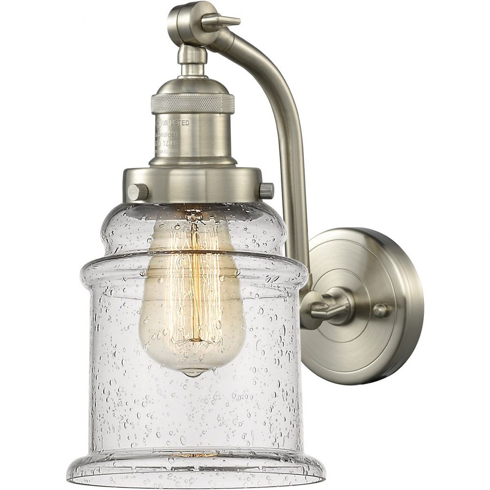 Innovations Lighting-515-1W-SN-G184-One Light Double Swivel Wall Sconce-8 Inches Wide by 10 Inches High   Brushed Satin Nickel Finish with Seedy Glass