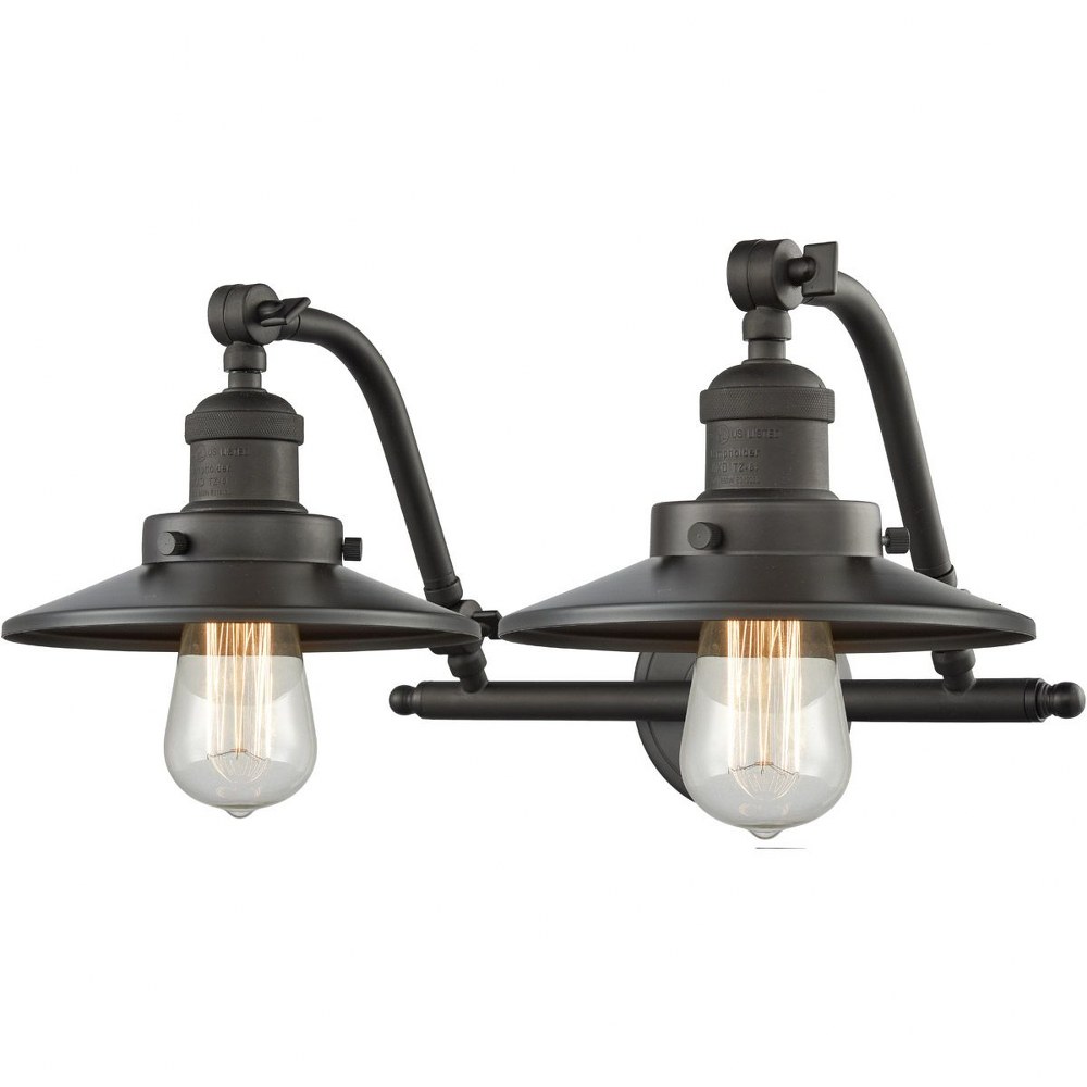 Innovations Lighting-515-2W-OB-M5-LED-Bellmont - 18 Inch 6W 2 LED Bath Vanity   Oiled Rubbed Bronze Finish with Oiled Rubbed Bronze Railroad Shade