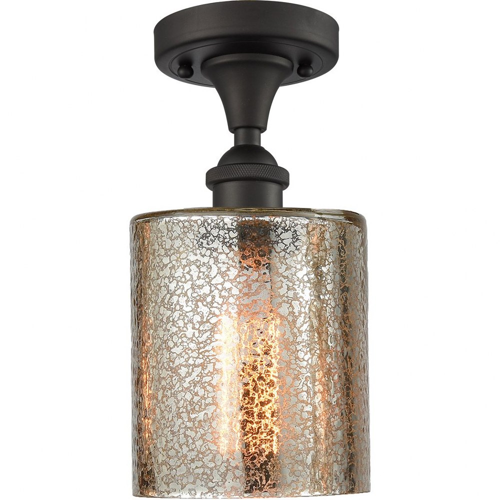 Innovations Lighting-516-1C-OB-G116-Cobleskill-One Light Semi-Flush Mount-5 Inches Wide by 8 Inches High   Oiled Rubbed Bronze Finish with Mercury Glass