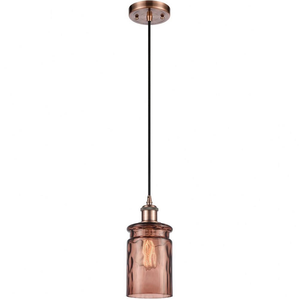 Innovations Lighting-516-1P-AC-G352-TOF-Candor-1 Light Mini Pendant in Industrial Style-4.75 Inches Wide by 9.5 Inches High   Antique Copper Finish with Toffee Water Glass