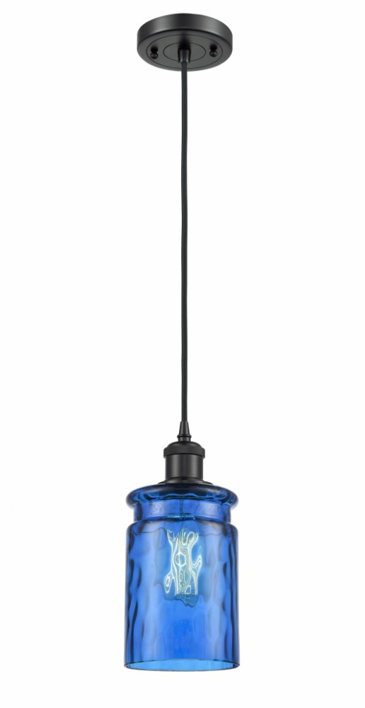 Innovations Lighting-516-1P-BK-G352-BL-LED-Candor-3.5W 1 LED Mini Pendant in Industrial Style-4.75 Inches Wide by 9.5 Inches High   Candor-3.5W 1 LED Mini Pendant in Industrial Style-4.75 Inches Wide by 9.5 Inches High