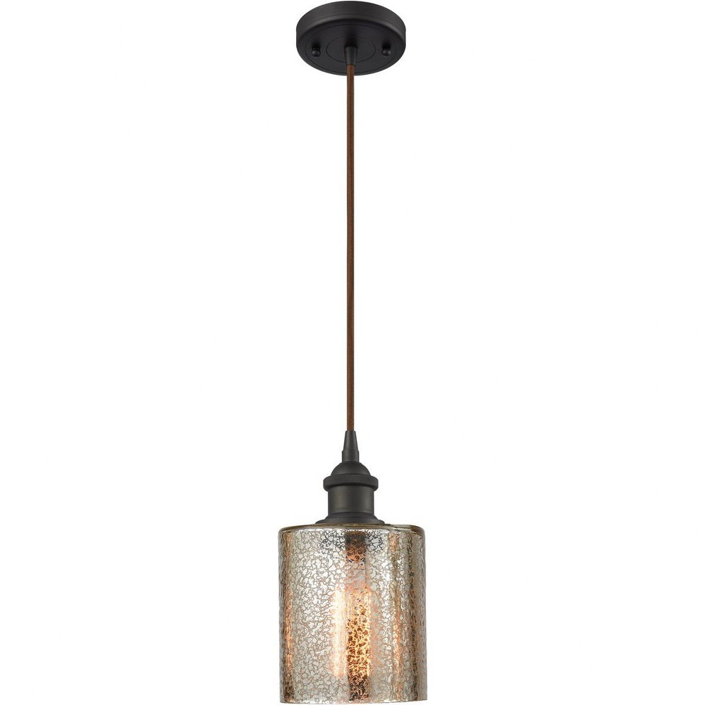 Innovations Lighting-516-1P-OB-G116-Cobleskill-One Light Semi-Flush Mount-5 Inches Wide by 8 Inches High   Oiled Rubbed Bronze Finish with Mercury Glass