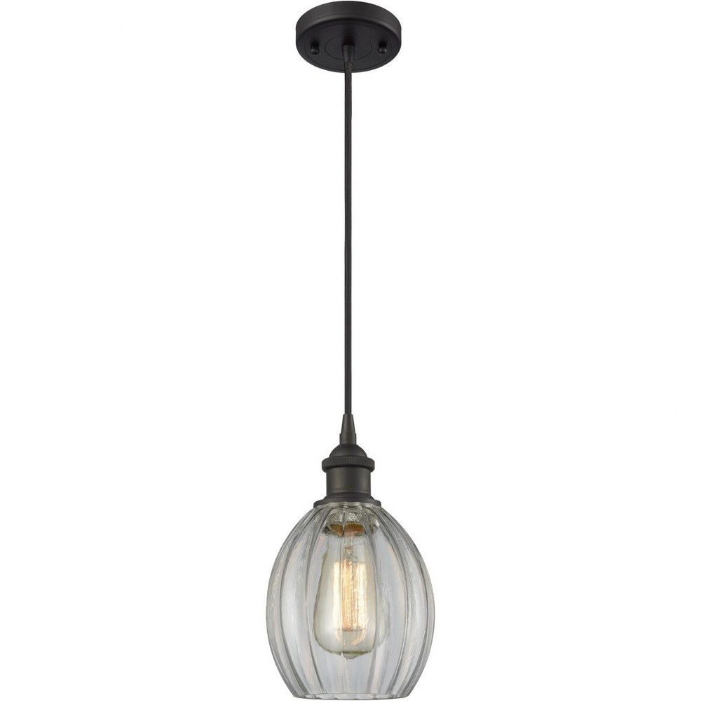 Innovations Lighting-516-1P-OB-G82-Eaton-One Light Semi-Flush Mount-6 Inches Wide by 9.5 Inches High   Oiled Rubbed Bronze Finish with Clear Fluted Glass